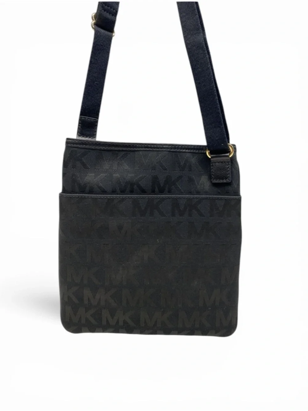 Michael Kors Black Nylon Logo Crossbody Gold Zip